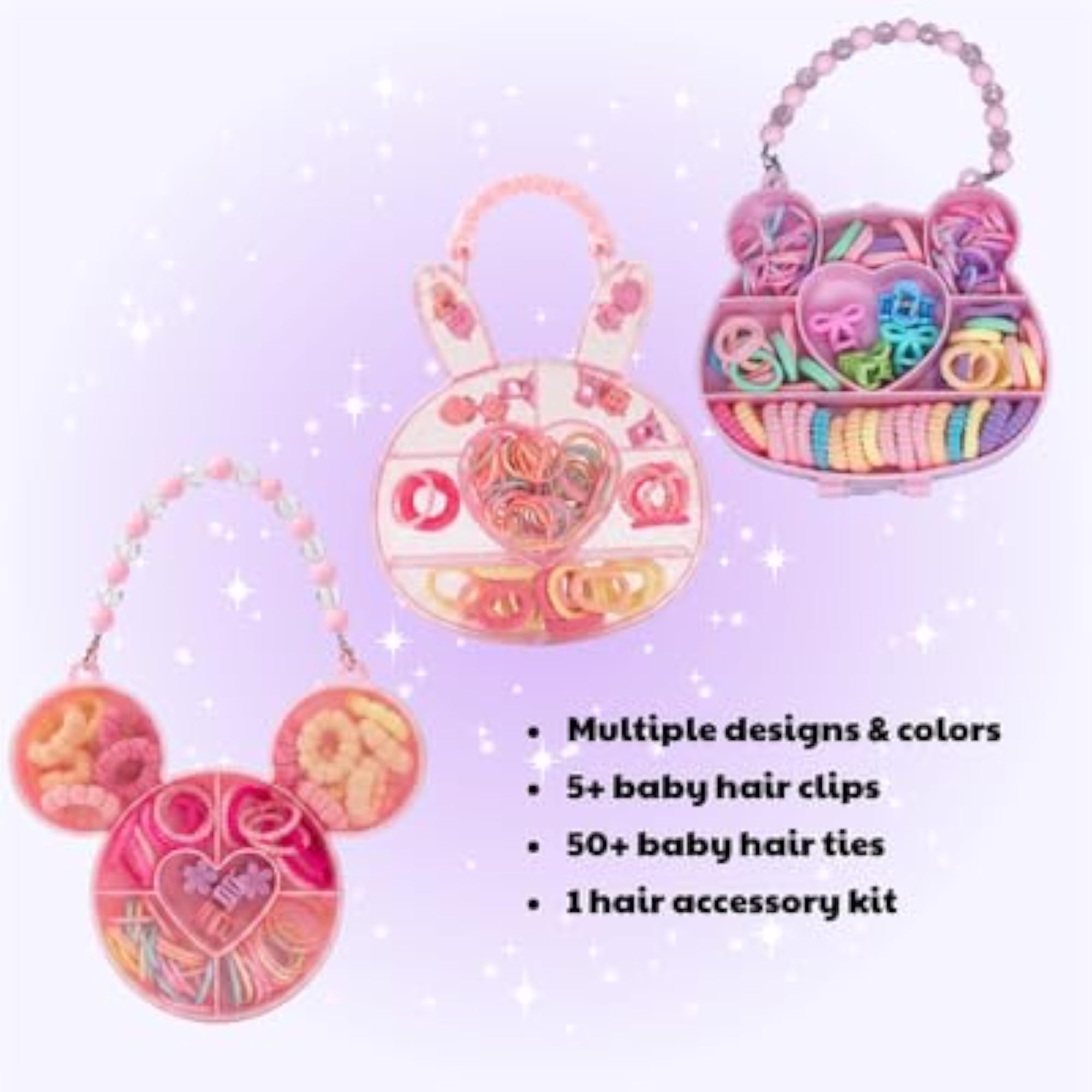 Kids' Colourful Hair Accessories Set with Transparent Purse